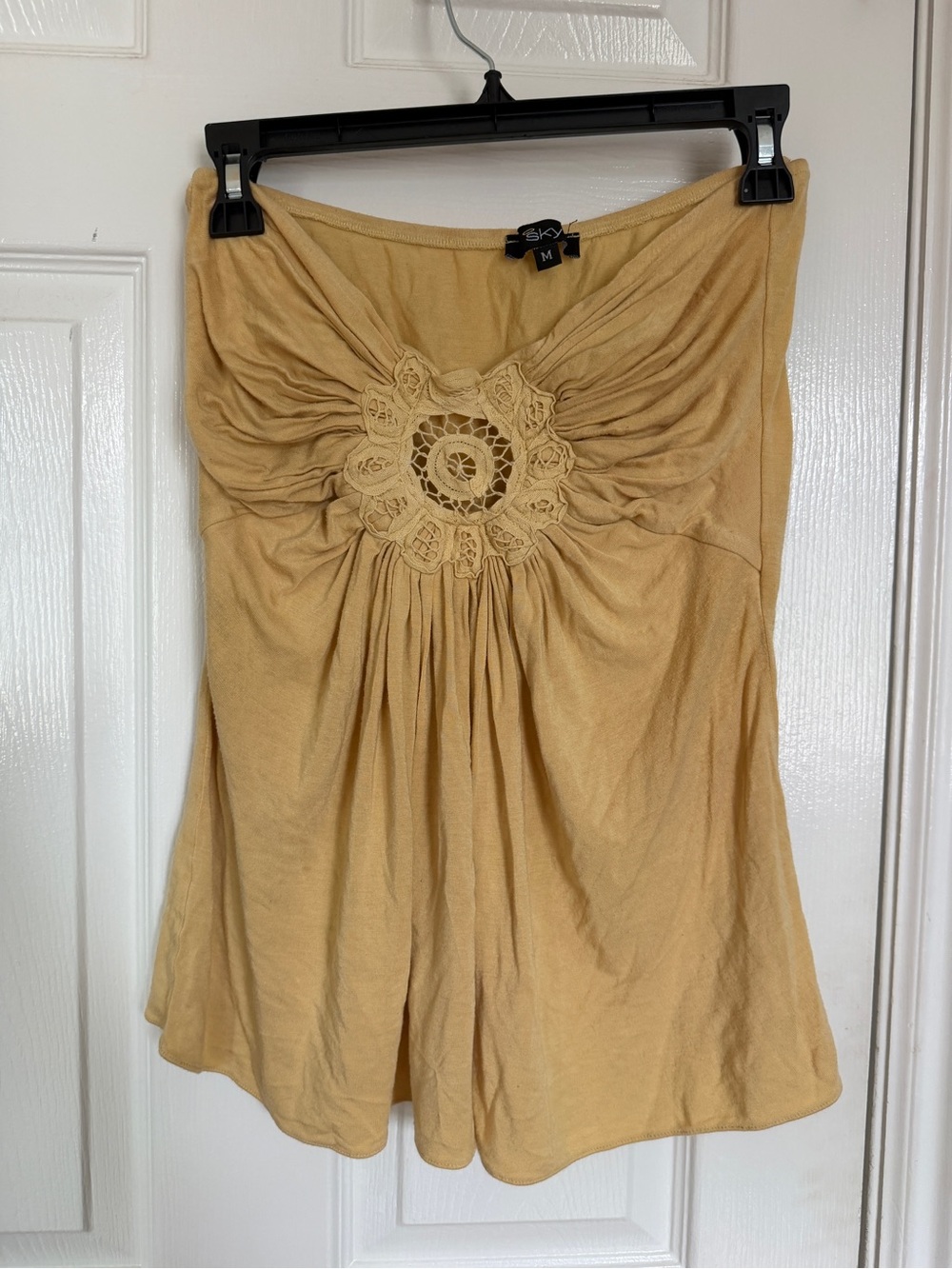 Sky Brand Mustard Crochet-Front tube top